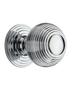 Heritage Brass Polished Chrome Reeded Cabinet Knob with Base 38mm