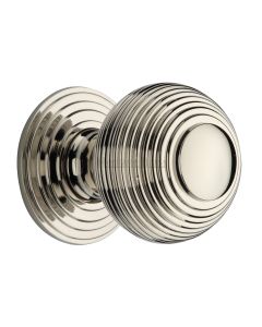 Heritage Brass Polished Nickel Finish Reeded Cabinet Knob with Base 38mm