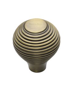 Heritage Brass Antique Brass Reeded Cabinet Knob 32mm