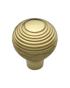 Heritage Brass Polished Brass Reeded Cabinet Knob 32mm