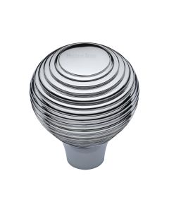 Heritage Brass Polished Chrome Reeded Cabinet Knob 32mm