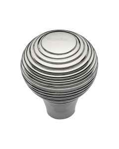 Heritage Brass Polished Nickel Finish Reeded Cabinet Knob 32mm