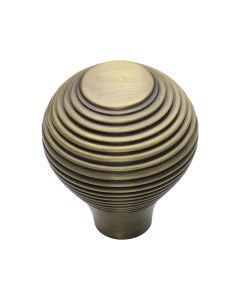 Heritage Brass Antique Brass Reeded Cabinet Knob 38mm