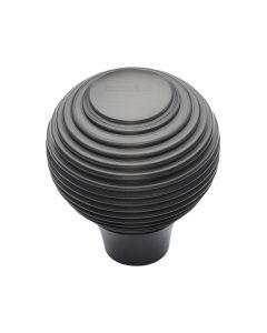 Heritage Brass Matt Bronze Reeded Cabinet Knob 38mm