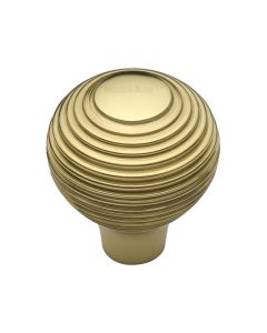 Heritage Brass Polished Brass Reeded Cabinet Knob 38mm
