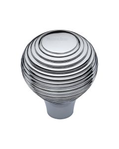 Heritage Brass Polished Chrome Reeded Cabinet Knob 38mm