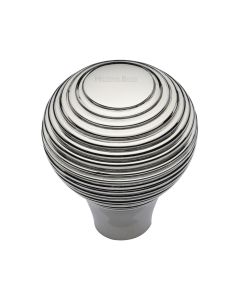 Heritage Brass Polished Nickel Finish Reeded Cabinet Knob 38mm