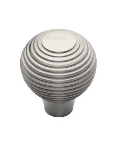 Heritage Brass Satin Nickel Reeded Cabinet Knob 38mm