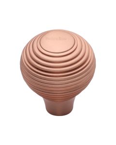 Heritage Brass Satin Rose Gold Reeded Cabinet Knob 38mm
