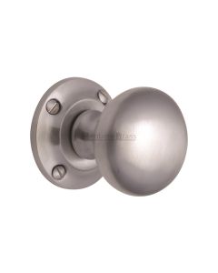 Heritage Brass Satin Chrome Victoria Door Knob on Rose