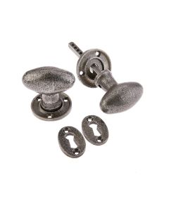 Frelan 65X61mm Oval mortice knob Patina pewter finish
