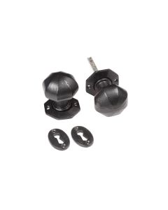 Frelan 68x60mm Octagonal mortice knob Black finish