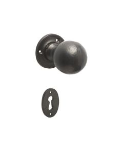 Frelan 73x53mm Round mortice knob Black finish