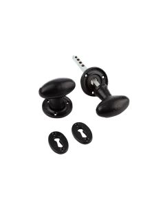 65X61mm Frelan Oval mortice knob Black finish