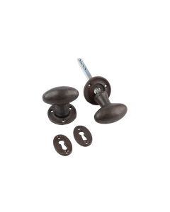 Frelan 65X61mm Oval mortice knob Black finish
