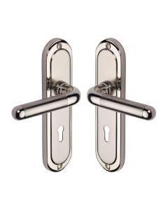 Heritage Brass Mercury Split Finish Vienna Door Handle on Plate - Lever Lock