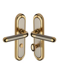 Heritage Brass Jupiter Split Finish Vienna Door Handle on Plate - Bathroom Set