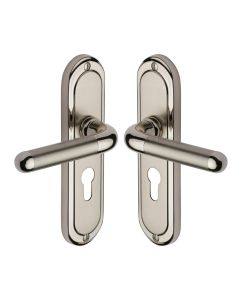 Heritage Brass Mercury Split Finish Vienna Door Handle on Plate - Euro Profile