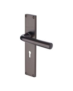 Heritage Brass Matt Bronze Octave Door Handle on 200mm Plate - Lever Lock