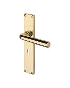 Heritage Brass Polished Brass Octave Door Handle on 200mm Plate - Lever Lock