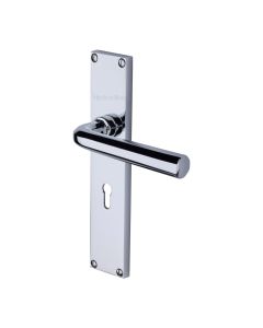Heritage Brass Polished Chrome Octave Door Handle on 200mm Plate - Lever Lock