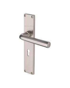 Heritage Brass Satin Nickel Octave Door Handle on 200mm Plate - Lever Lock