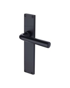 Heritage Brass Matt Black Octave Door Handle on 200mm Plate - Lever Latch