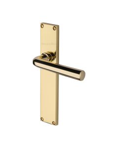 Heritage Brass Polished Brass Octave Door Handle on 200mm Plate - Lever Latch