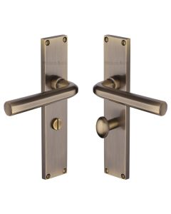 Heritage Brass Antique Brass Octave Door Handle on 200mm Plate - Bathroom Set