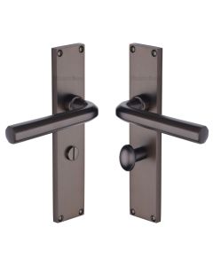 Heritage Brass Matt Bronze Octave Door Handle on 200mm Plate - Bathroom Set