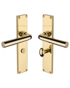 Heritage Brass Polished Brass Octave Door Handle on 200mm Plate - Bathroom Set