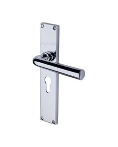 Heritage Brass Polished Chrome Octave Door Handle on 200mm Plate - Euro Profile
