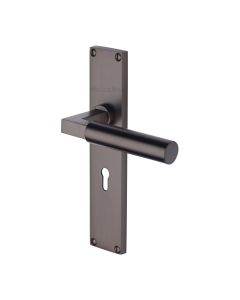 Heritage Brass Matt Bronze Bauhaus Door Handle on 200mm Plate - Lever Lock