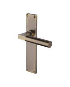 Heritage Brass Antique Brass Bauhaus Door Handle on 200mm Plate - Lever Latch