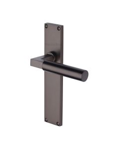 Heritage Brass Matt Bronze Bauhaus Door Handle on 200mm Plate - Lever Latch
