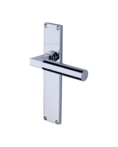 Heritage Brass Polished Chrome Bauhaus Door Handle on 200mm Plate - Lever Latch