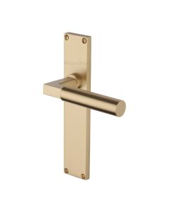 Heritage Brass Satin Brass Bauhaus Door Handle on 200mm Plate - Lever Latch