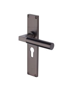 Heritage Brass Matt Bronze Bauhaus Door Handle on 200mm Plate - Euro Profile