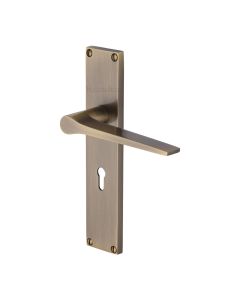 Heritage Brass Antique Brass Gio Door Handle on 200mm Plate - Lever Lock
