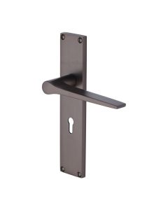 Heritage Brass Matt Bronze Gio Door Handle on 200mm Plate - Lever Lock