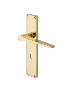 Heritage Brass Polished Brass Gio Door Handle on 200mm Plate - Lever Lock