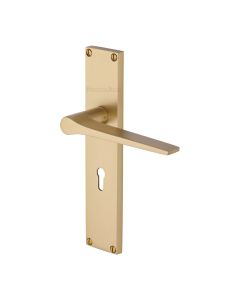 Heritage Brass Satin Brass Gio Door Handle on 200mm Plate - Lever Lock