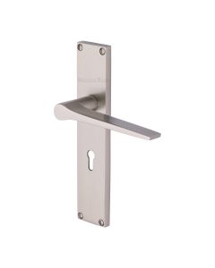 Heritage Brass Satin Nickel Gio Door Handle on 200mm Plate - Lever Lock
