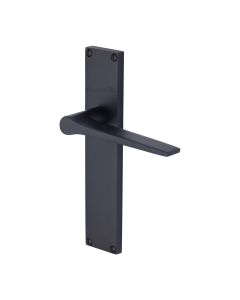 Heritage Brass Matt Black Gio Door Handle on 200mm Plate - Lever Latch