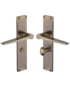 Heritage Brass Antique Brass Gio Door Handle on 200mm Plate - Bathroom Set