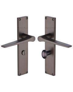 Heritage Brass Matt Bronze Gio Door Handle on 200mm Plate - Bathroom Set