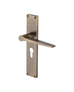Heritage Brass Antique Brass Gio Door Handle on 200mm Plate - Euro Profile