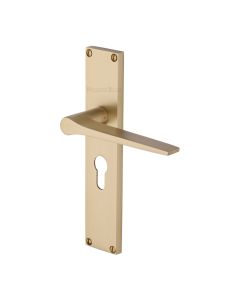 Heritage Brass Satin Brass Gio Door Handle on 200mm Plate - Euro Profile