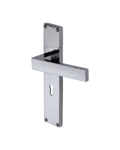 Heritage Brass Polished Chrome Delta Hammered Door Handle on Plate - Lever Lock