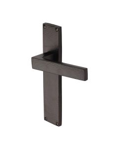 Heritage Brass Matt Bronze Delta Hammered Door Handle on Plate - Lever Latch